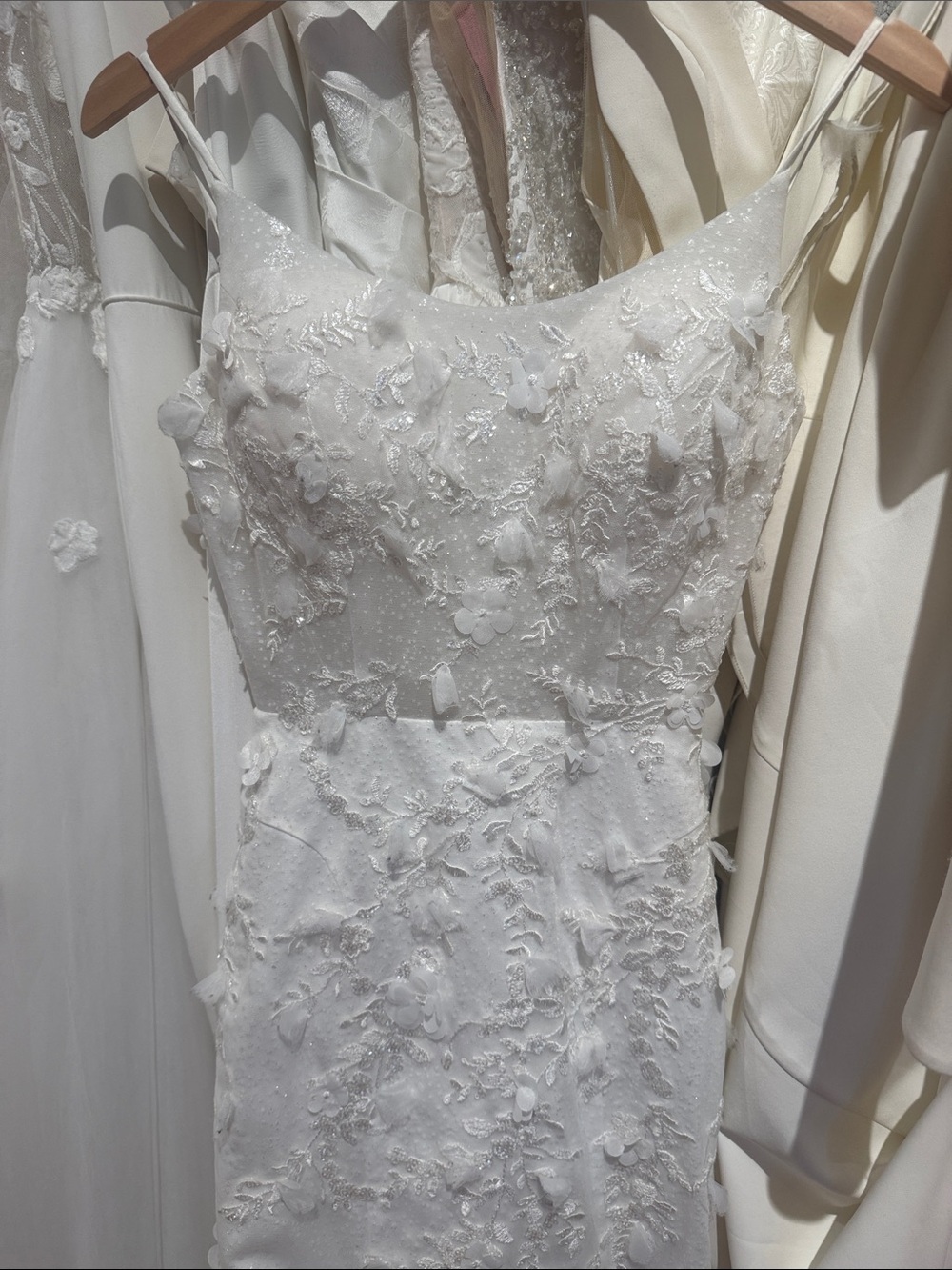 White Lace Appliqué Spaghetti Strap Dress